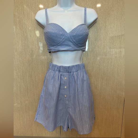 NWT FAVORITE DAUGHTER THE EX-BOYFRIEND BRA Blue Stripe Size M - Picture 5 of 9